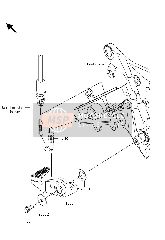 Kawasaki ER-6F ABS 2013 Brake Pedal for a 2013 Kawasaki ER-6F ABS