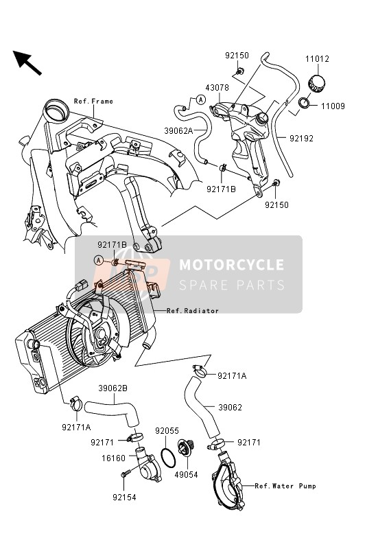 Kawasaki ER-6N 2013 Water Pipe for a 2013 Kawasaki ER-6N