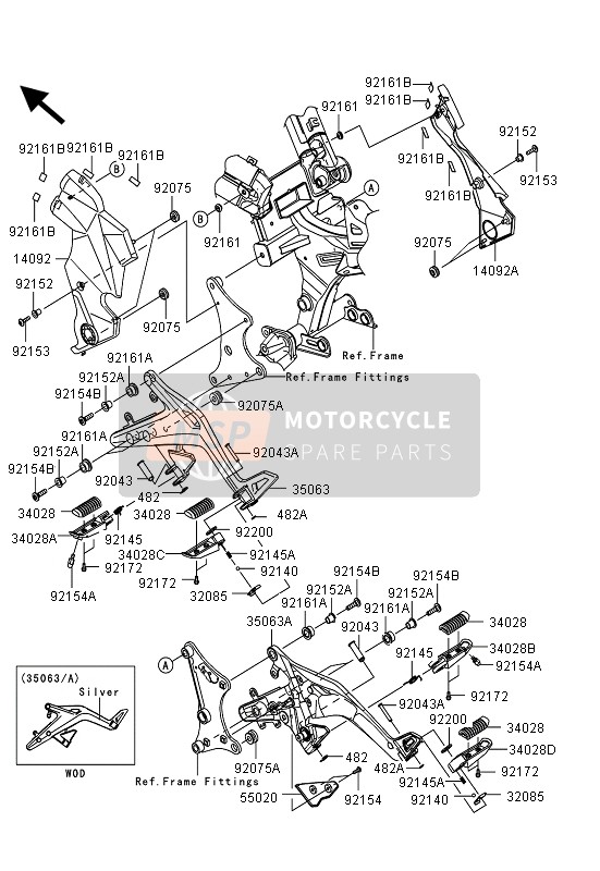 Kawasaki ER-6N 2013 Footrests for a 2013 Kawasaki ER-6N