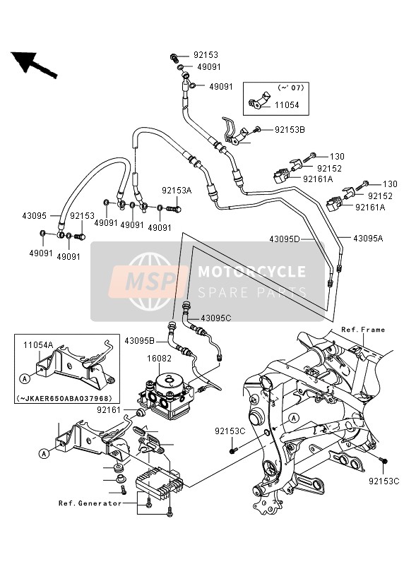 Kawasaki ER-6N ABS 2006 Brake Piping for a 2006 Kawasaki ER-6N ABS