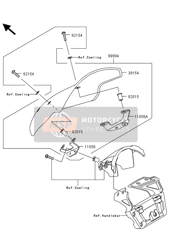 Kawasaki ER-6N 2013 Accessoire (Déflecteur pour un 2013 Kawasaki ER-6N