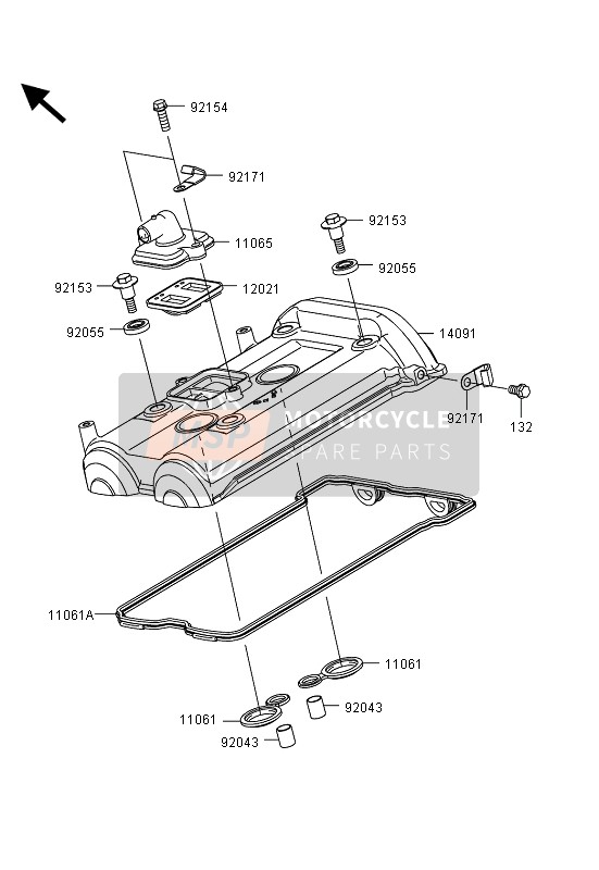 Kawasaki ER-6N ABS 2013 Cylinder Head Cover for a 2013 Kawasaki ER-6N ABS