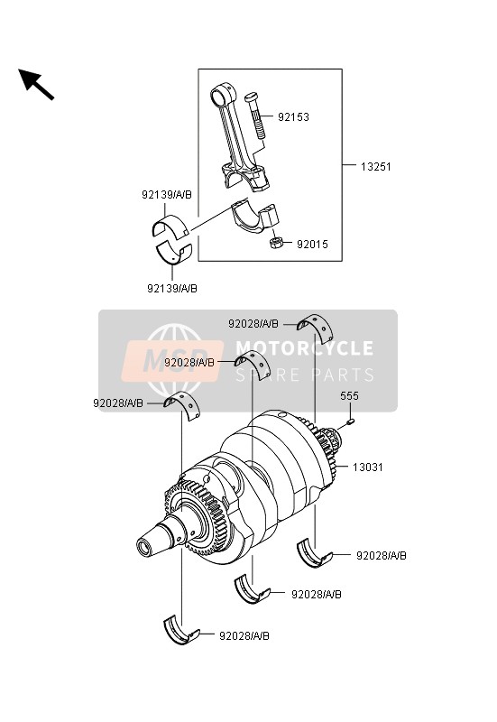 Kawasaki ER-6N ABS 2013 Vilebrequin pour un 2013 Kawasaki ER-6N ABS