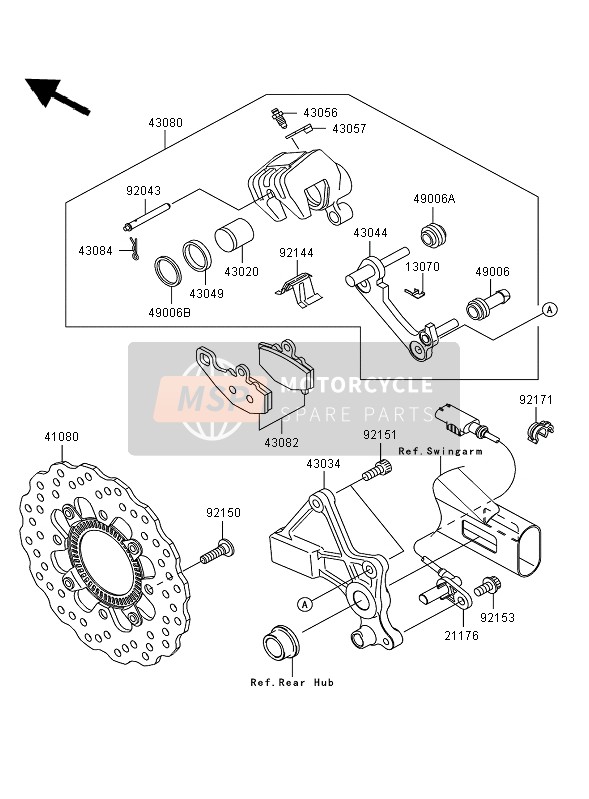 Kawasaki ER-6N ABS 2006 Freno trasero para un 2006 Kawasaki ER-6N ABS