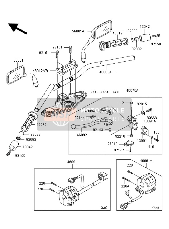 Kawasaki ER-6N ABS 2006 Handlebar for a 2006 Kawasaki ER-6N ABS