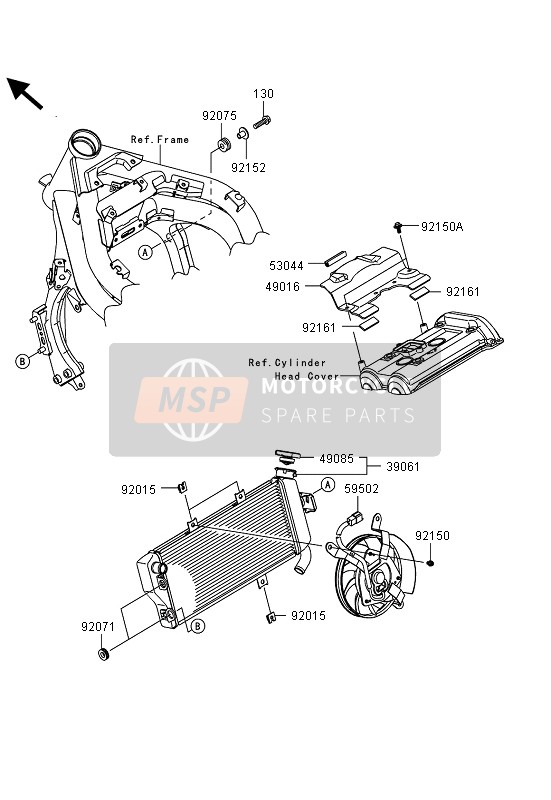 Kawasaki ER-6N ABS 2013 Radiador para un 2013 Kawasaki ER-6N ABS