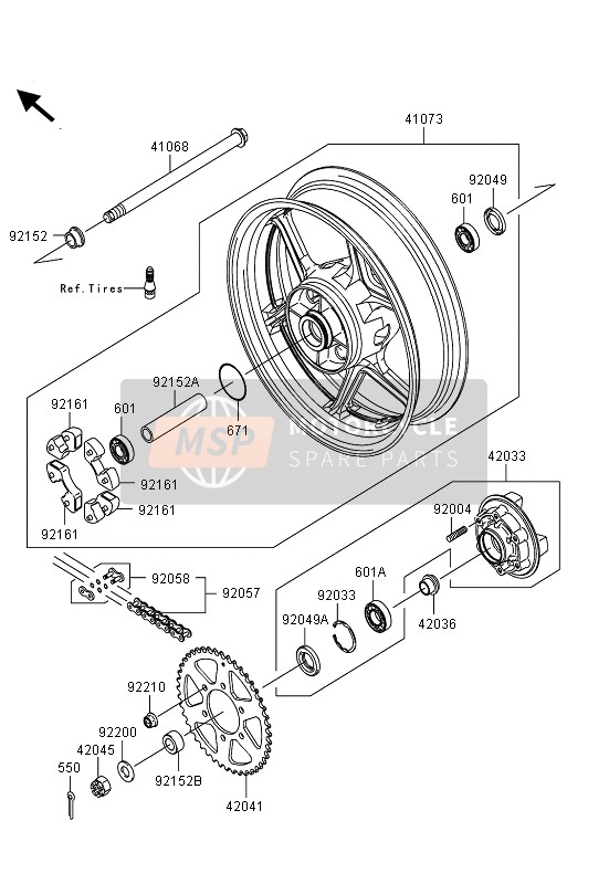 Kawasaki ER-6N ABS 2013 HINTERRADNABE für ein 2013 Kawasaki ER-6N ABS