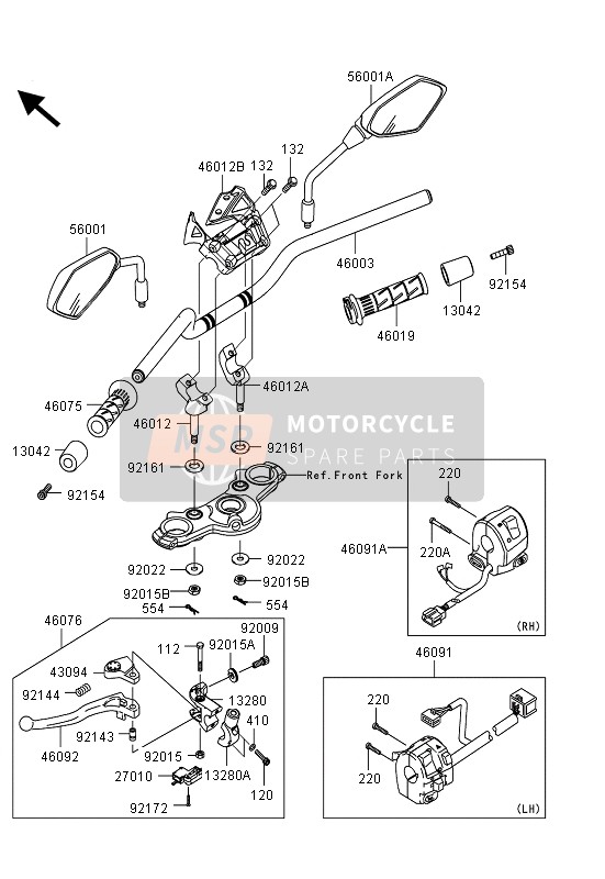 Kawasaki ER-6N ABS 2013 Manubrio per un 2013 Kawasaki ER-6N ABS