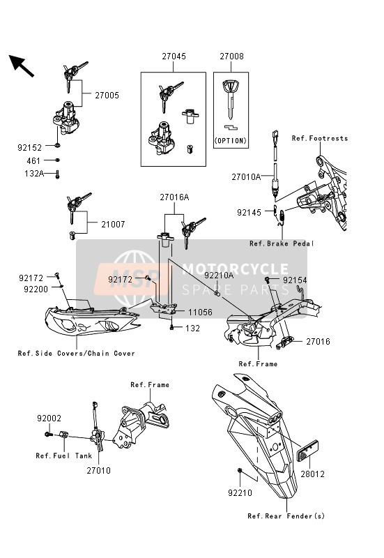 Kawasaki ER-6N ABS 2013 Ignition Switch for a 2013 Kawasaki ER-6N ABS