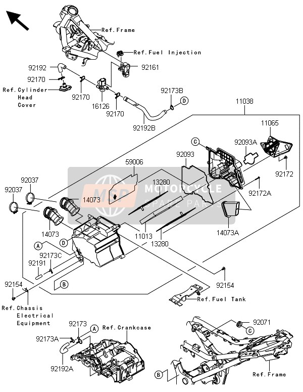 Kawasaki NINJA 300 2013 Air Cleaner for a 2013 Kawasaki NINJA 300