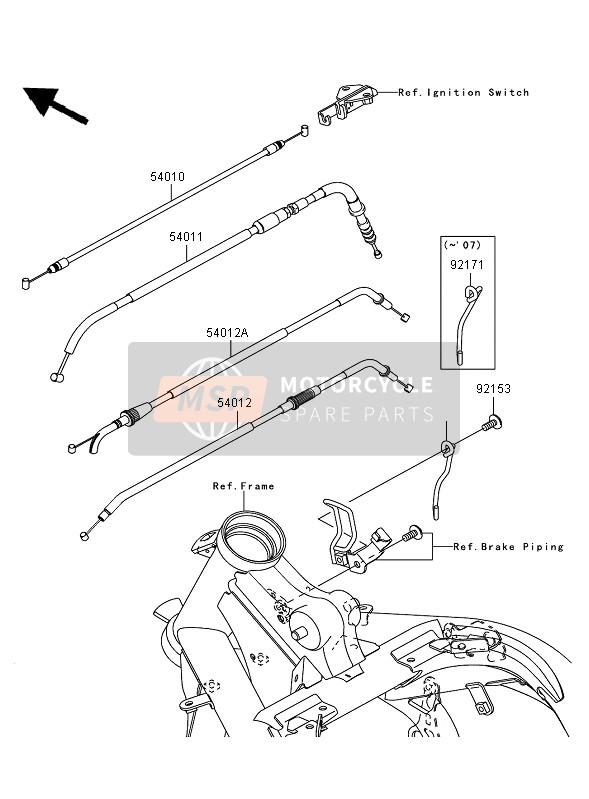 Kawasaki ER-6N ABS 2006 Cables for a 2006 Kawasaki ER-6N ABS