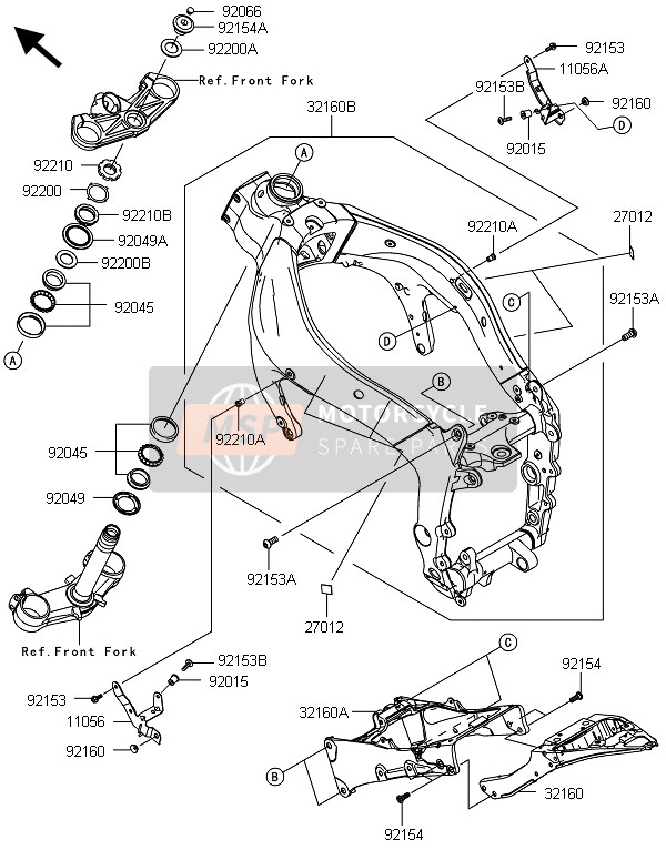 Kawasaki NINJA ZX-6R ABS 2013 Frame voor een 2013 Kawasaki NINJA ZX-6R ABS