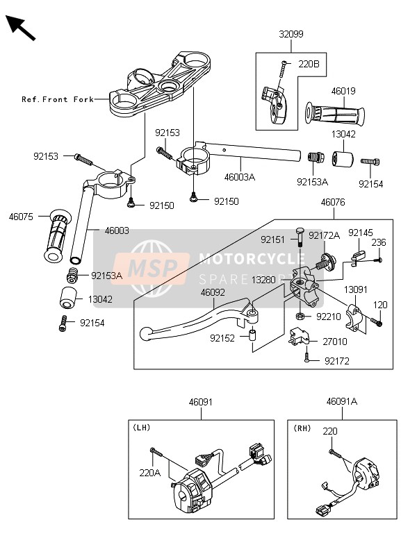 Kawasaki NINJA ZX-6R ABS 2013 Handlebar for a 2013 Kawasaki NINJA ZX-6R ABS