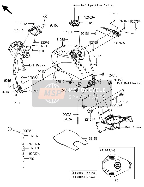 Kawasaki NINJA ZX-6R ABS 2013 Depósito de combustible para un 2013 Kawasaki NINJA ZX-6R ABS