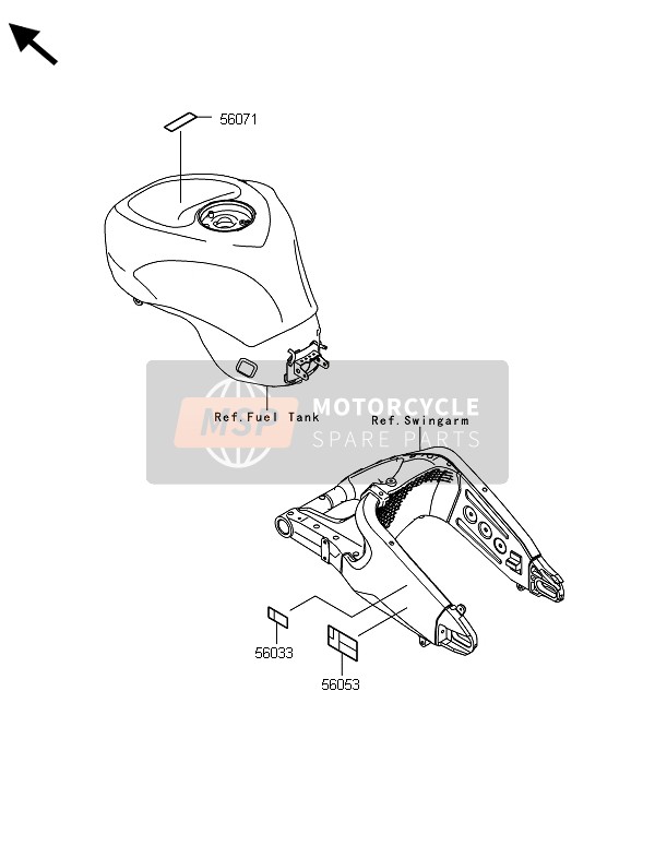 Kawasaki NINJA ZX-6R ABS 2013 Etichette (1) per un 2013 Kawasaki NINJA ZX-6R ABS