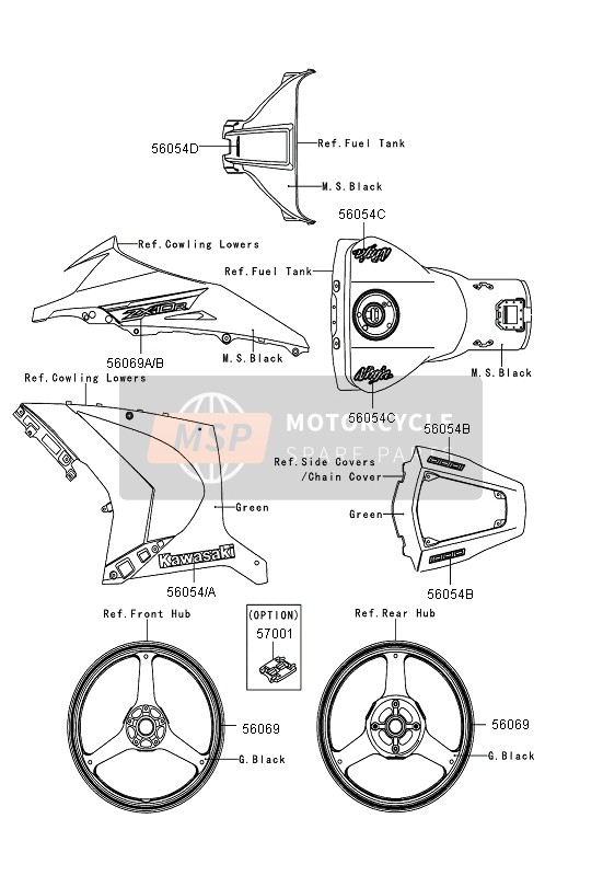 560692589, Pattern,Upp Cowl.,Rh, Kawasaki, 0