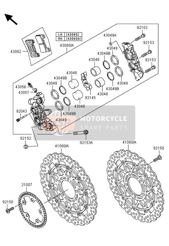 Kawasaki NINJA ZX-10R ABS 2013 Freno frontal para un 2013 Kawasaki NINJA ZX-10R ABS