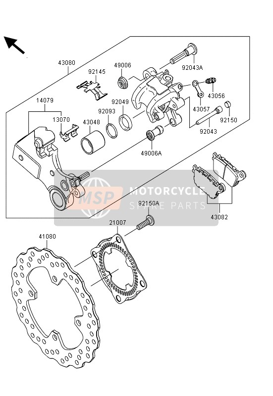 Kawasaki NINJA ZX-10R ABS 2013 Freno posteriore per un 2013 Kawasaki NINJA ZX-10R ABS