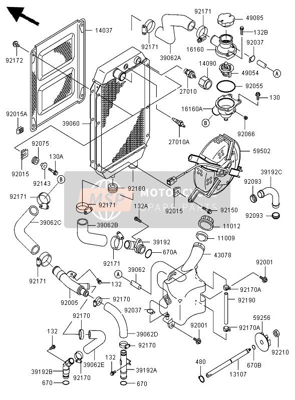 921701285, Clamp,Cooling Hose, Kawasaki, 1