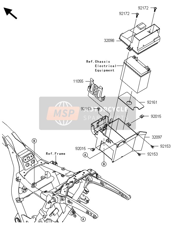 Kawasaki VN1700 VOYAGER ABS 2013 Custodia della batteria per un 2013 Kawasaki VN1700 VOYAGER ABS