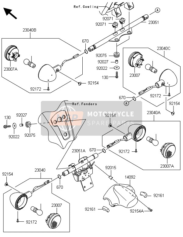 Kawasaki VN1700 VOYAGER ABS 2013 Clignotants pour un 2013 Kawasaki VN1700 VOYAGER ABS