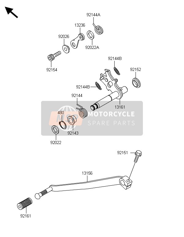 Kawasaki W800 2013 Meccanismo di cambio marcia per un 2013 Kawasaki W800