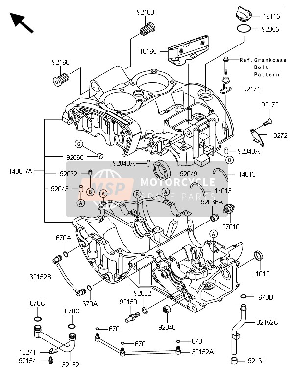 Kawasaki W800 2013 Crankcase for a 2013 Kawasaki W800