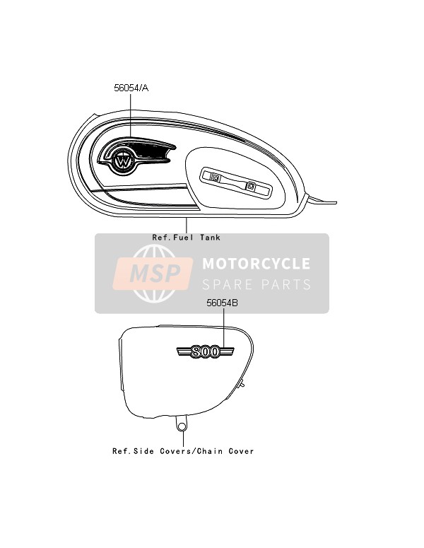 560541144, Mark,Side Cover,800, Kawasaki, 0