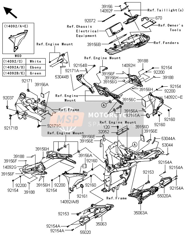 Kawasaki Z800 ABS-BDS 2013 Frame Fittings for a 2013 Kawasaki Z800 ABS-BDS