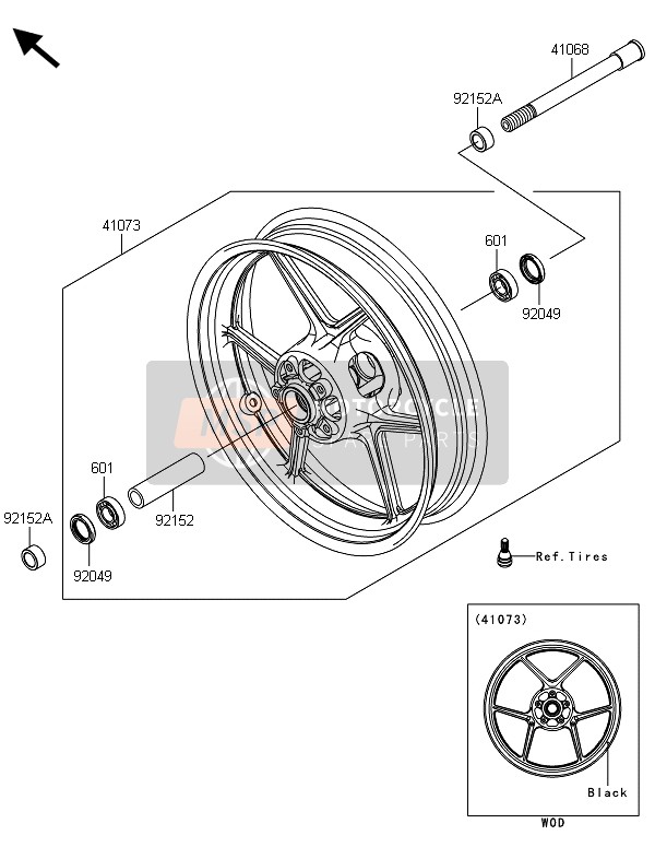 410730595QT, WHEEL-ASSY,Fr,G.Black, Kawasaki, 3