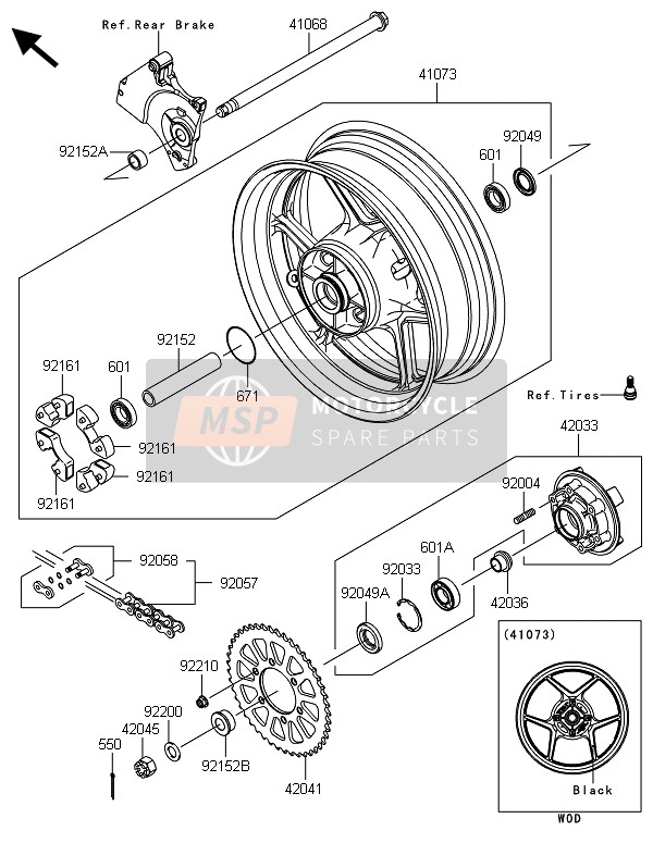 410730593QT, WHEEL-ASSY,Rr,G.Black, Kawasaki, 0