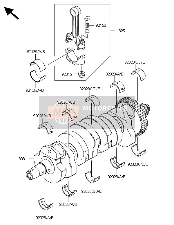 Kawasaki Z800 ABS-DDS 2013 Crankshaft for a 2013 Kawasaki Z800 ABS-DDS