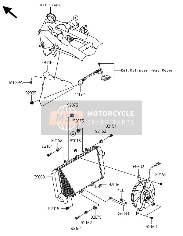 Kawasaki Z800 ABS-DDS 2013 Radiador para un 2013 Kawasaki Z800 ABS-DDS