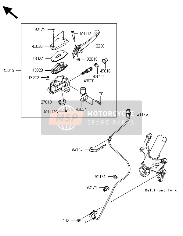 Kawasaki Z800 ABS-DDS 2013 Front Master Cylinder for a 2013 Kawasaki Z800 ABS-DDS