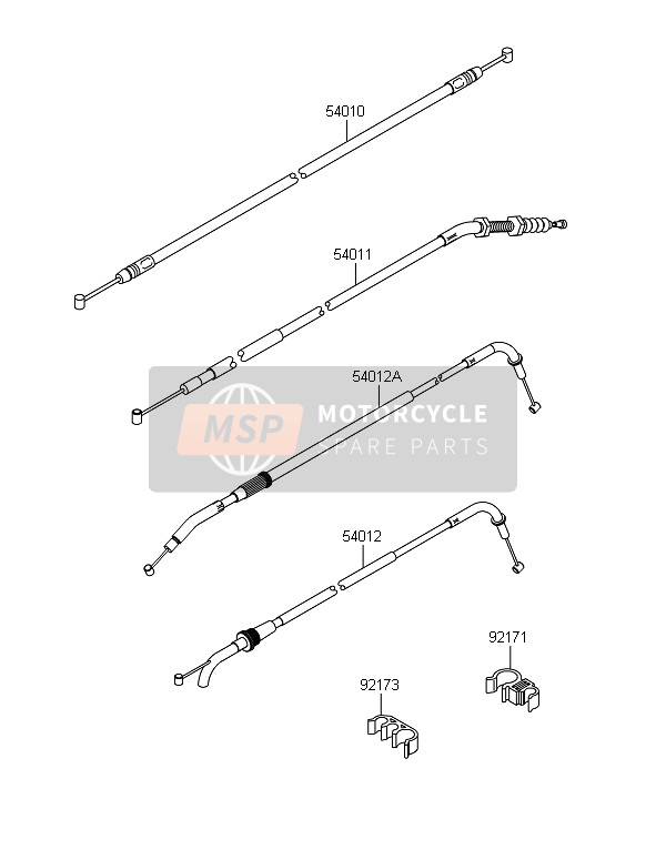 Kawasaki Z800 ABS-DDS 2013 Cables for a 2013 Kawasaki Z800 ABS-DDS