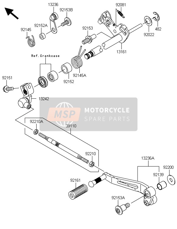 Kawasaki Z800-ADS 2013 Meccanismo di cambio marcia per un 2013 Kawasaki Z800-ADS