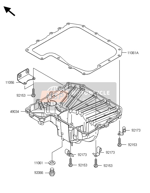 Kawasaki Z800-ADS 2013 Oil Pan for a 2013 Kawasaki Z800-ADS