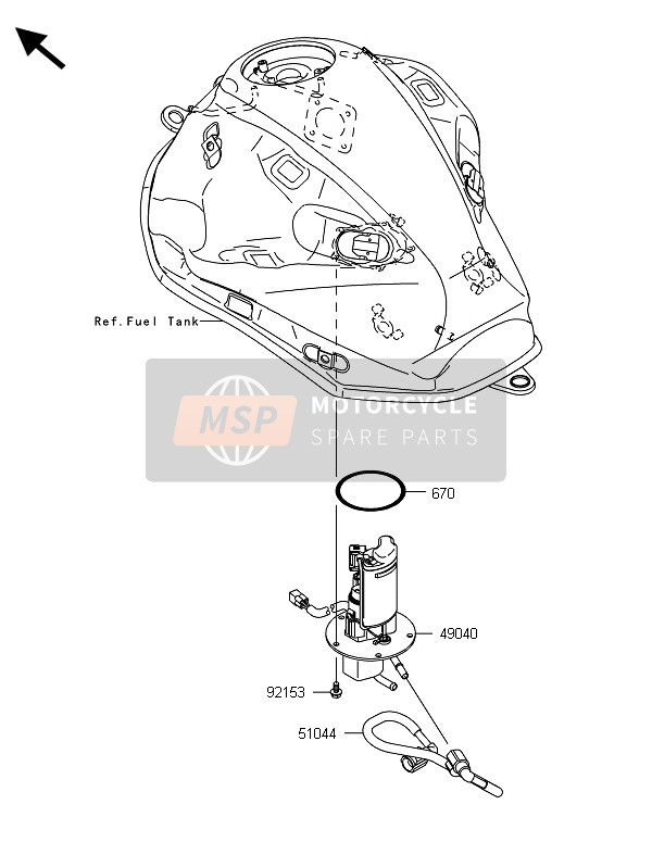 Kawasaki Z800-ADS 2013 Fuel Pump for a 2013 Kawasaki Z800-ADS