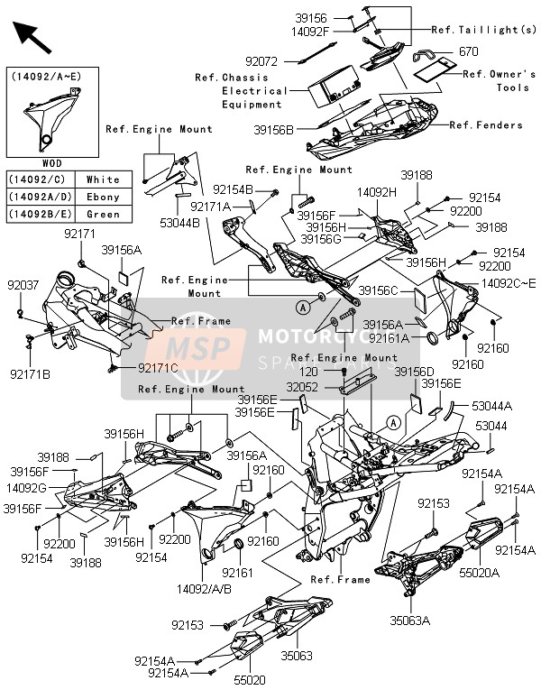 Kawasaki Z800-ADS 2013 Frame Fittings for a 2013 Kawasaki Z800-ADS