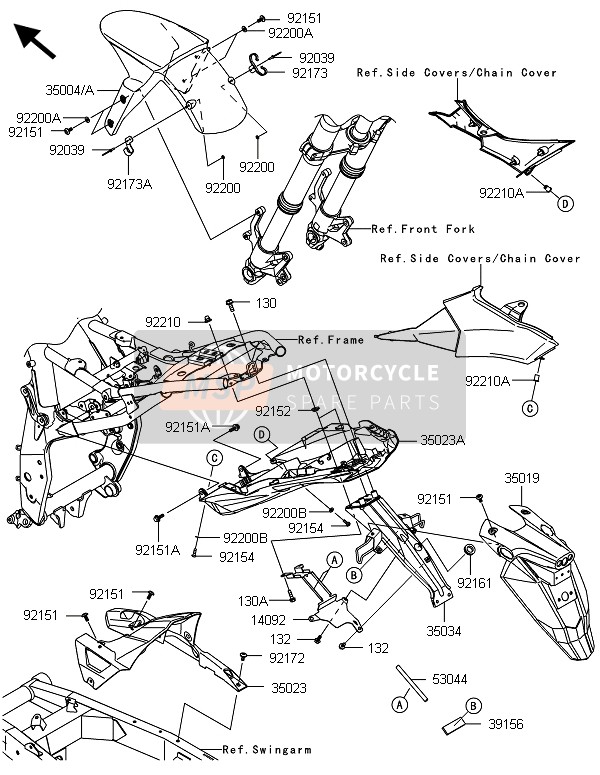 Kawasaki Z800-ADS 2013 Fenders for a 2013 Kawasaki Z800-ADS