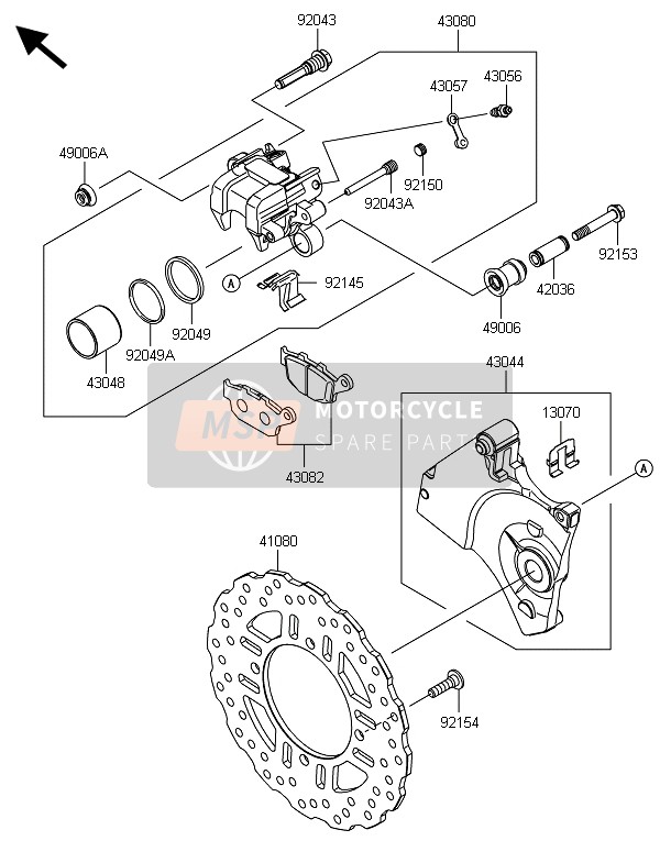 Kawasaki Z800-ADS 2013 Rear Brake for a 2013 Kawasaki Z800-ADS