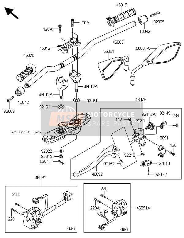 Kawasaki Z800-ADS 2013 Handlebar for a 2013 Kawasaki Z800-ADS