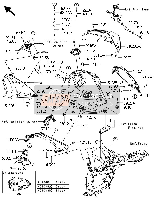 Kawasaki Z800-ADS 2013 Fuel Tank for a 2013 Kawasaki Z800-ADS