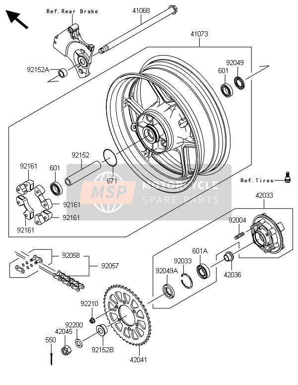 Kawasaki Z800-CDS 2013 Buje trasero para un 2013 Kawasaki Z800-CDS