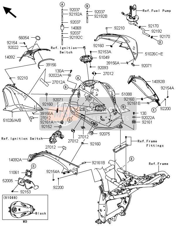 Kawasaki Z800-CDS 2013 Fuel Tank for a 2013 Kawasaki Z800-CDS