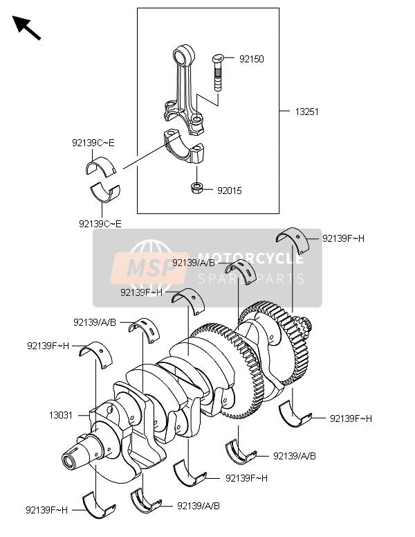 Kawasaki Z1000 2013 Cigüeñal para un 2013 Kawasaki Z1000