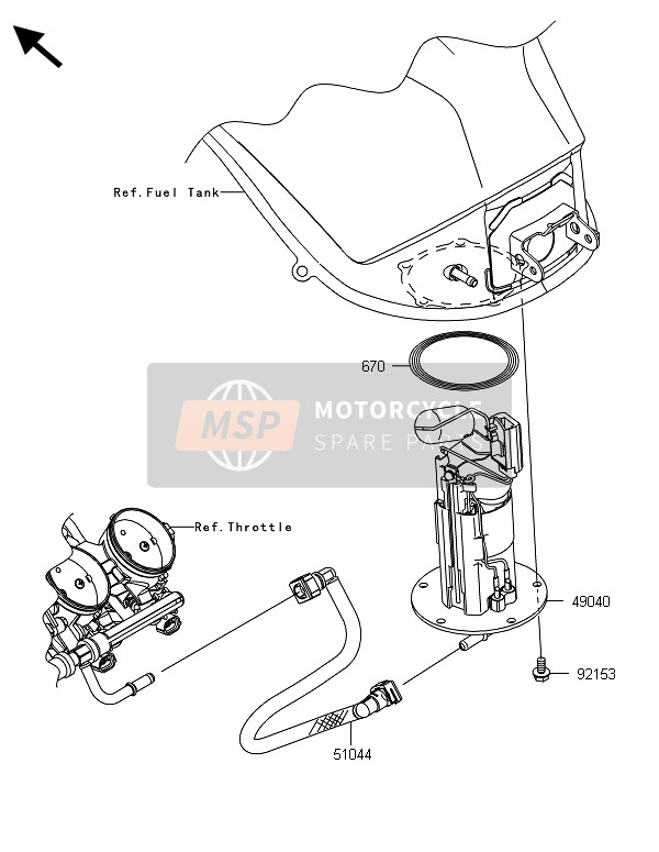 Kawasaki Z1000 ABS 2013 Benzine pomp voor een 2013 Kawasaki Z1000 ABS