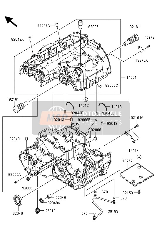 Kawasaki Z1000SX 2013 Crankcase for a 2013 Kawasaki Z1000SX