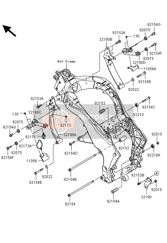 Kawasaki Z1000SX 2013 Supporto del motore per un 2013 Kawasaki Z1000SX