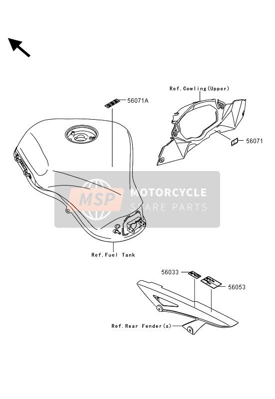 Kawasaki Z1000SX 2013 Labels for a 2013 Kawasaki Z1000SX